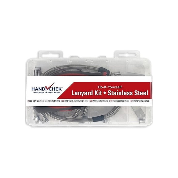 Do it Yourself Tool Lanyard Kit, 20 ft, 3/64 in Pin Dia., Stainless Steel, Nylon Coated