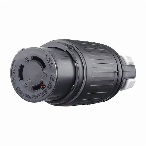 Locking Connector, Non-NEMA, 50 A, 250/600V AC, Single Phase, 2 Pole, Screw Terminals, Black, White