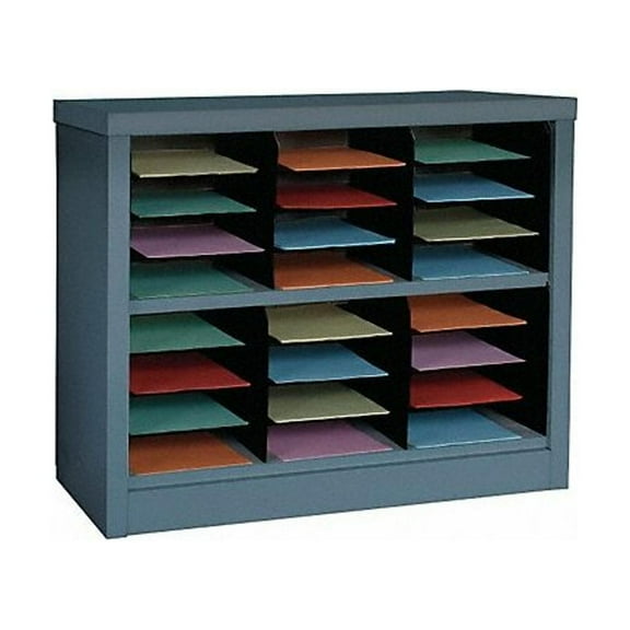 Manufacturer Varies Horizontal Literature Organizer 24 Compartments, Gray 5CRY0