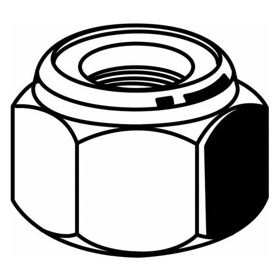 Nylon Insert Lock Nut, #6-32, Steel, Grade 2, Zinc Plated, 11/64 in Ht, 100 PK