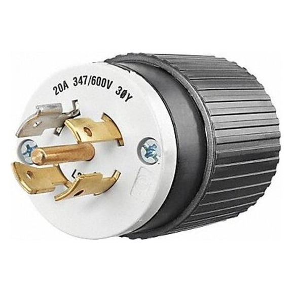 Bryant Locking Plug,Black/White,347/600VAC,20A 72320NP