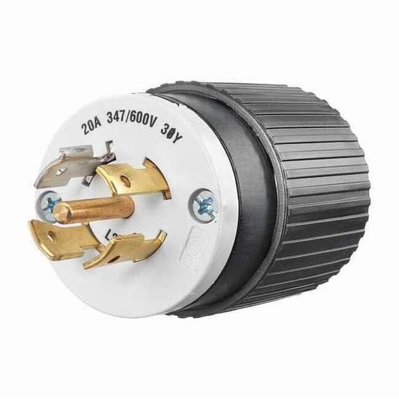 Bryant Locking Plug,Black/White,347/600VAC,20A 72320NP