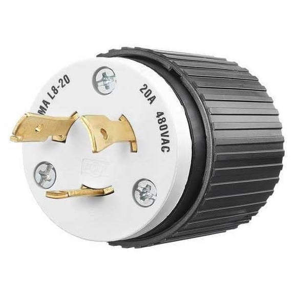 Bryant Locking Plug,Black/Wht,480VAC,3.0 HP,20A 70820NP
