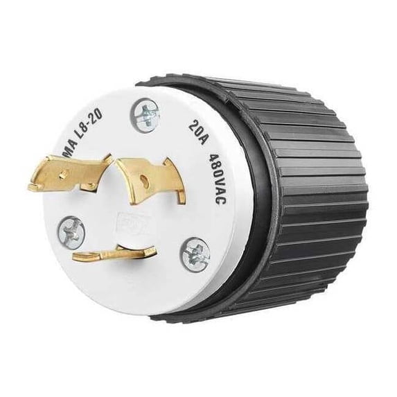 Bryant Locking Plug,Black/Wht,480VAC,3.0 HP,20A 70820NP