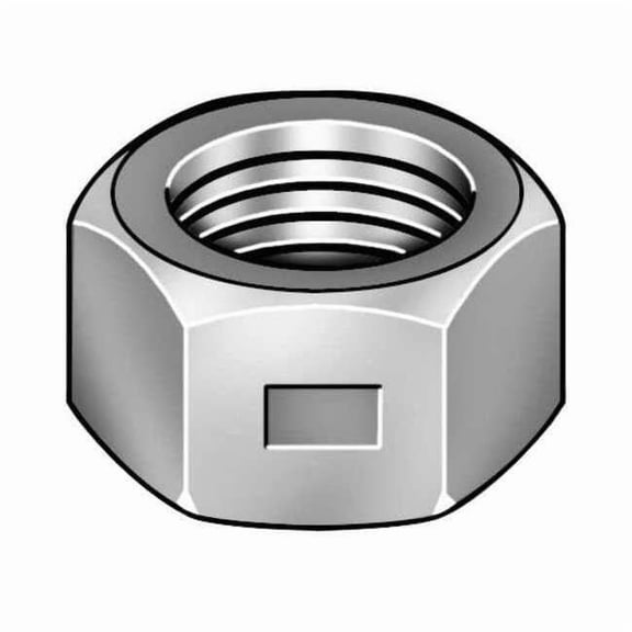 Center-Lock Distorted Thread Reversible Lock Nut, 1"-8, Steel, Grade A, Zinc Plated, 7/8 in Ht
