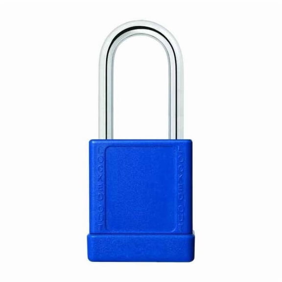 Lockout Padlock, Keyed Alike, Aluminum, Blue, 1 1/2 in Shackle Height, 1 9/16 in Body Width, 3 PK