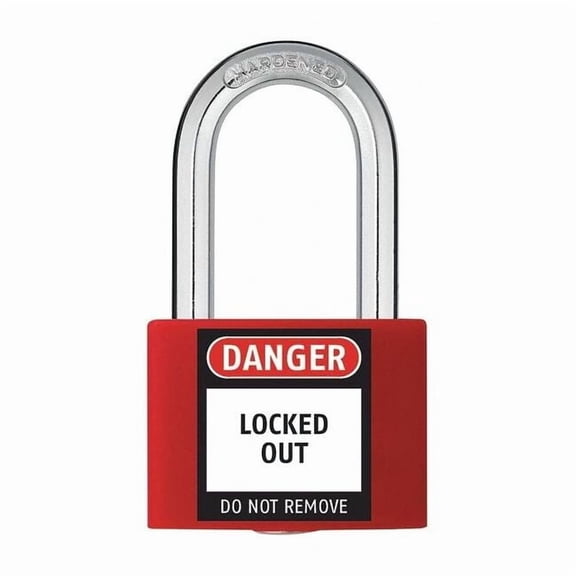 Lockout Padlock, Keyed Alike, Aluminum, Red, 1 7/16 in Shackle Height, 1 5/16 in Body Width