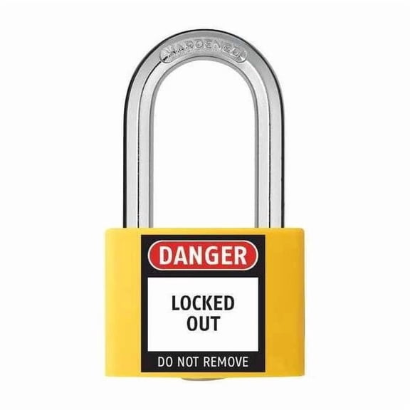Lockout Padlock, Keyed Different, Aluminum, Yellow, 1 7/16 in Shackle Height, 1 5/16 in Body Width