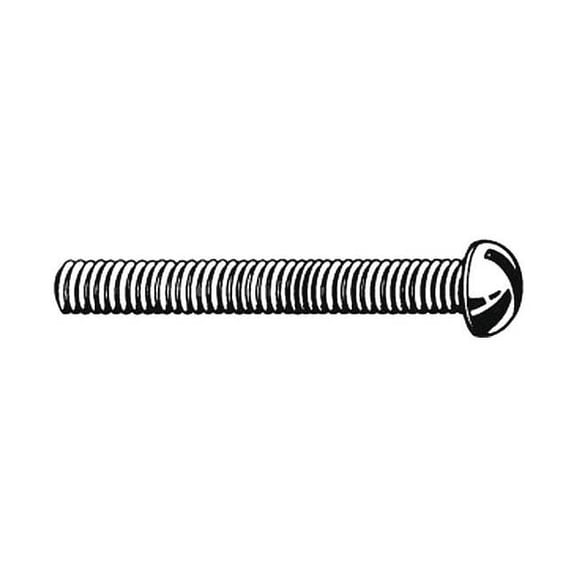 #4-40 x 1 in Slotted Round Machine Screw, Plain Brass, 100 PK