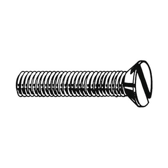 1/4"-20 x 2-1/2 in Slotted Flat Machine Screw, Zinc Plated Steel, 100 PK