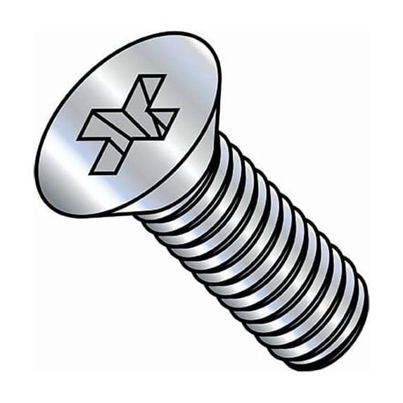 1/4"-20 x 1-1/2 in Phillips Flat Machine Screw, Zinc Plated Steel, 2000 PK
