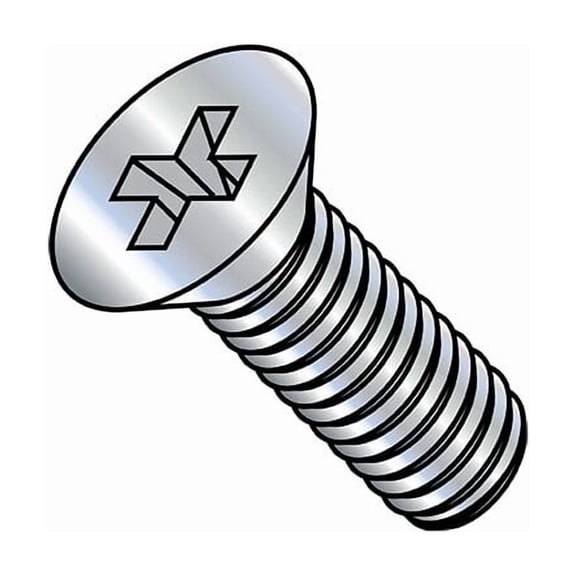 1/4"-20 x 1-1/2 in Phillips Flat Machine Screw, Zinc Plated Steel, 2000 PK
