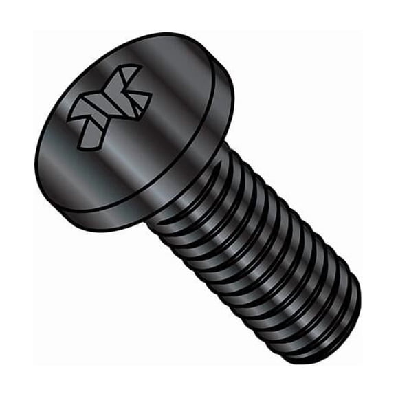 1/4"-20 x 1/2 in Phillips Pan Machine Screw, Zinc Black Steel, 3000 PK 1408MPPBZ