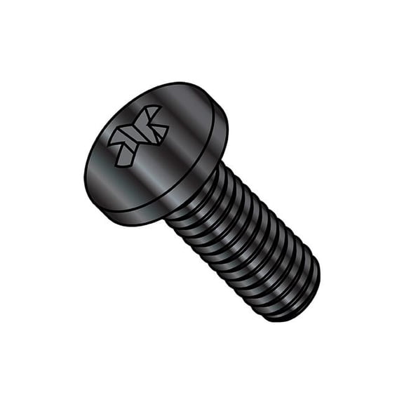 1/4"-20 x 1 in Phillips Pan Machine Screw, Black Oxide Steel, 2000 PK