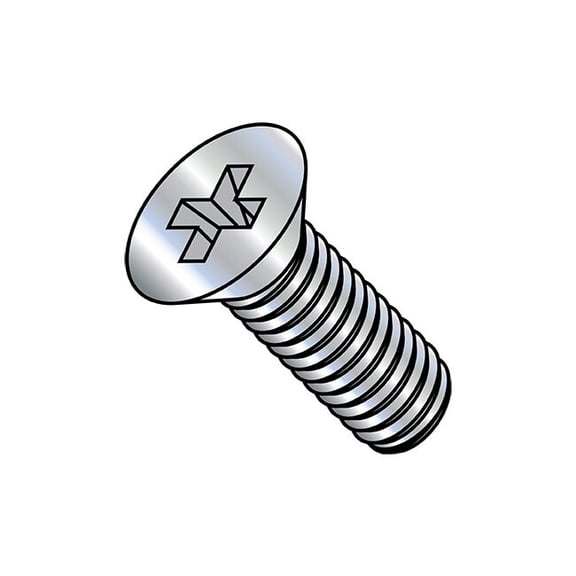1/4"-20 x 6 in Phillips Flat Machine Screw, Zinc Plated Steel, 200 PK