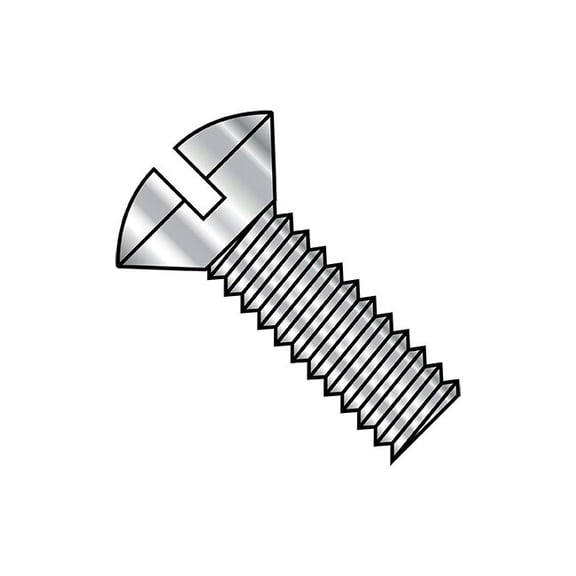 5/16"-18 x 2-1/2 in Slotted Oval Machine Screw, Plain Steel, 500 PK
