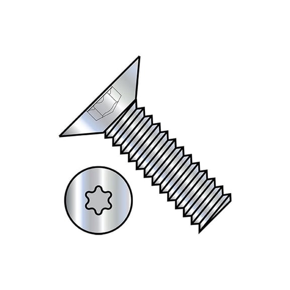 #8-32 x 3/8 in Torx Flat Machine Screw, Zinc Plated Steel, 10000 PK