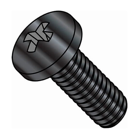 M2.5-0.45 x 6 mm Phillips Pan Machine Screw, Black Oxide Steel, 5000 PK
