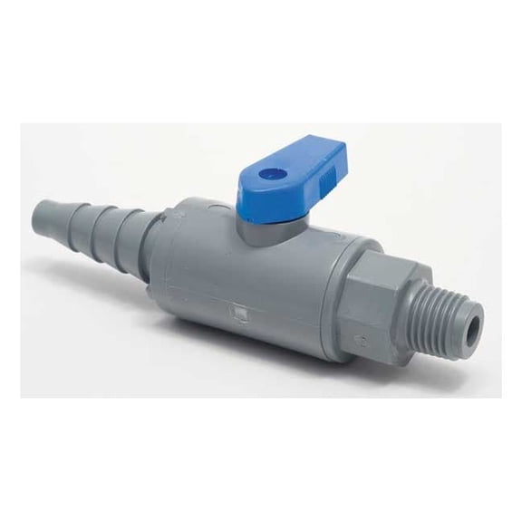 Manufacturer Varies 1/4" MNPT x Barb PVC Ball Valve Inline 6386590