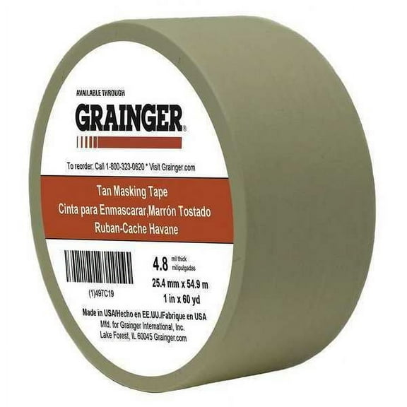 Manufacturer Varies Masking Tape,1" W,60 yd L,Tan TC106-1" X 60YD
