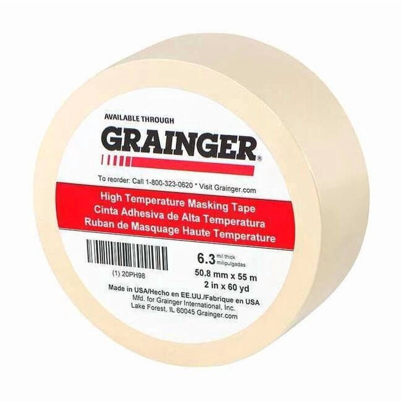 Painter's Tape, 2 in W x 60 yd L, 6.3 mil Thick, Tan, Rubber Adhesive 20PH98