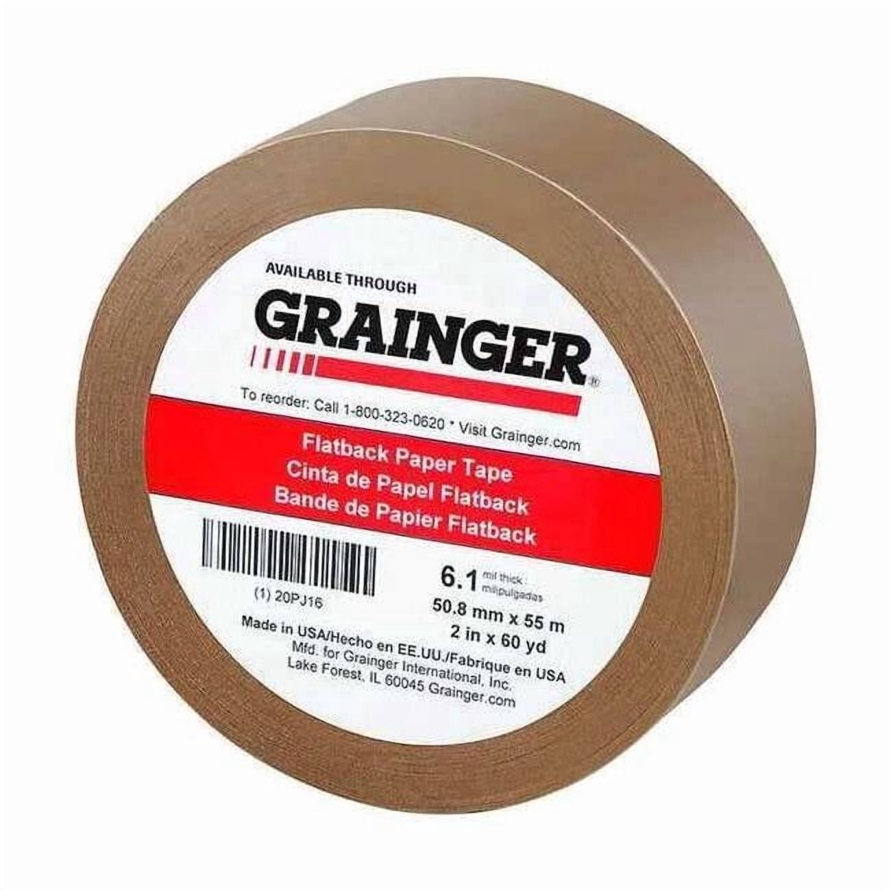 Packaging Tape, 2 in W x 60 yd L, 6.1 mil Thick, Tan, Rubber Adhesive 20PJ16