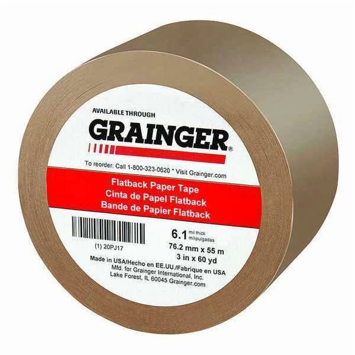 Packaging Tape, 3 in W x 60 yd L, 6.1 mil Thick, Tan, Rubber Adhesive 20PJ17
