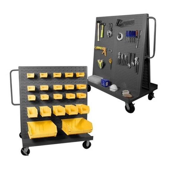 Durham AF-3048-PBLP-95 57 x 48 x 30 in. Steel & Iron A Frame Truck with Louvered Panels & Pegboard on Either Side