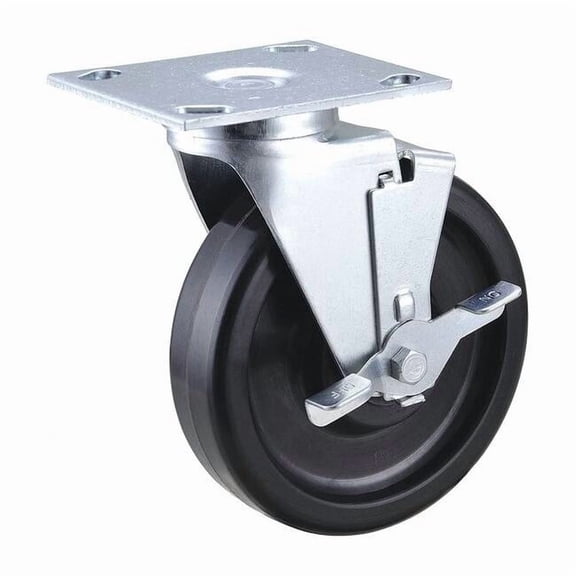 Swivel NSF-Listed Plate Caster w/Brake,Phenolic,6 in,450 lb 33H643