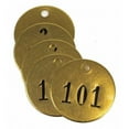 thumbnail image 1 of Numbered Tag, Brass, 1 1/2 in H x 1 1/2 in W, Yellow, Round, 25 PK, 1 of 1