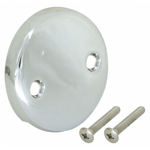 Chrome Round Two-Hole Overflow Face Plate with Brass Screws