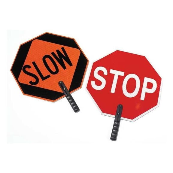 Paddle Sign, Orange/Black, Red/White, ABS Plastic, Handle 03-852