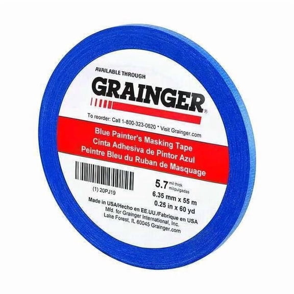 Painter's Tape, Blue, 1/4 in W, 60 yd L, 5.7 mil Thick, CP 27 20PJ19