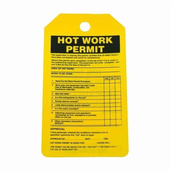 ACCUFORM SIGNS TCS361CTP TAG  HOT WORK PERMIT  PF-C  25/PK