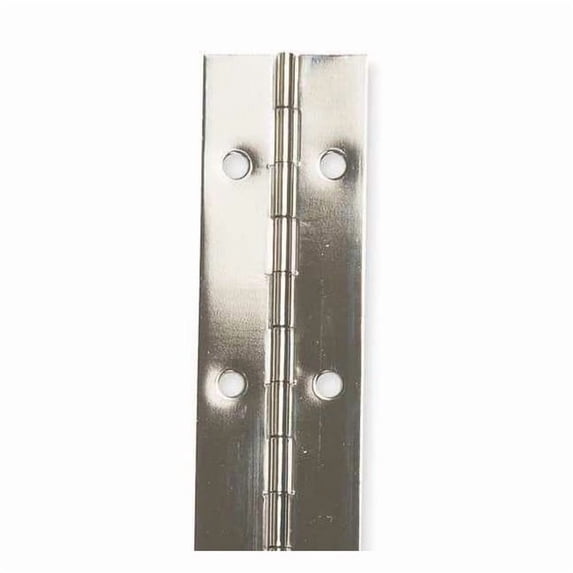 Piano Hinge, Steel, Full Surface Mounting, 5/8 in Leaf W x 48 in Leaf H, Bright Nickel