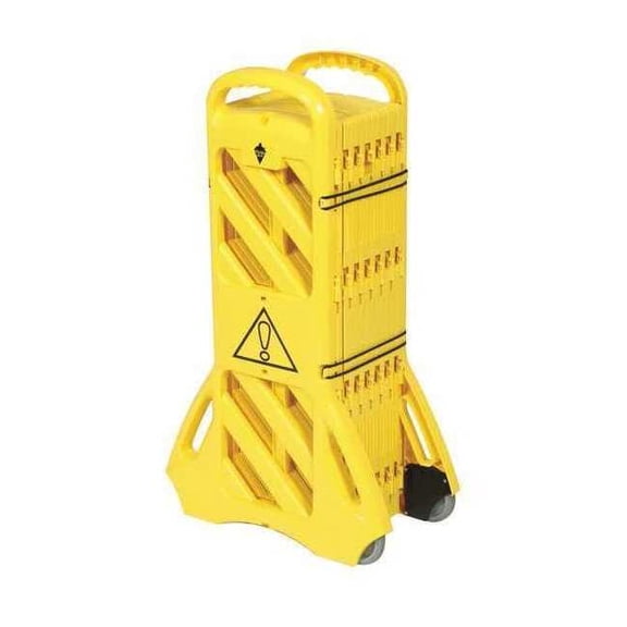 Manufacturer Varies Portable Barricade, Polypropylene, 35 lb, Yellow 2LEB5