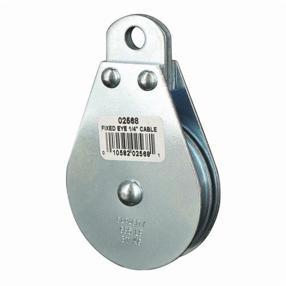 Pulley Block, Wire Rope, 1/4 in Max Cable Size, 685 lb Max Load, Zinc Plated