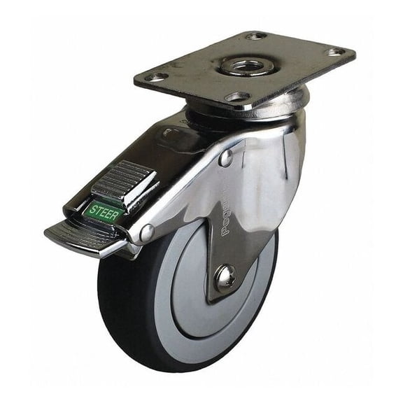 Manufacturer Varies Plate Caster,Swivel,Rubber,5 7/16"H P14S-RP040K-12-DL