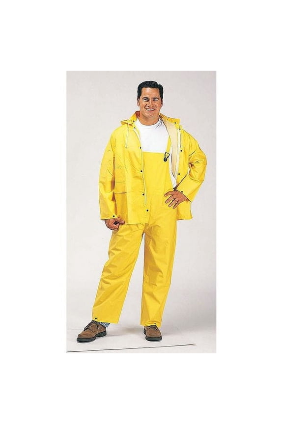 Three-Piece Rainsuit, Polyester, PVC, 0.35 mm Thick, Detachable, Yellow, 4XL