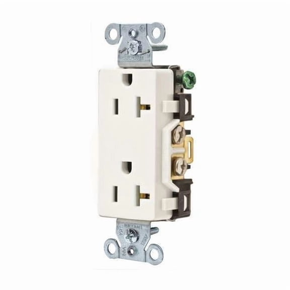 Bryant Receptacle,White,125VAC,Decorator Outlet DRS20WHI