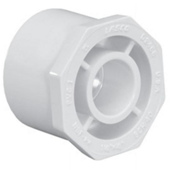 PVC Reducing Bushing, Spigot x Socket, 1 1/4 in x 1/2 in Pipe Size