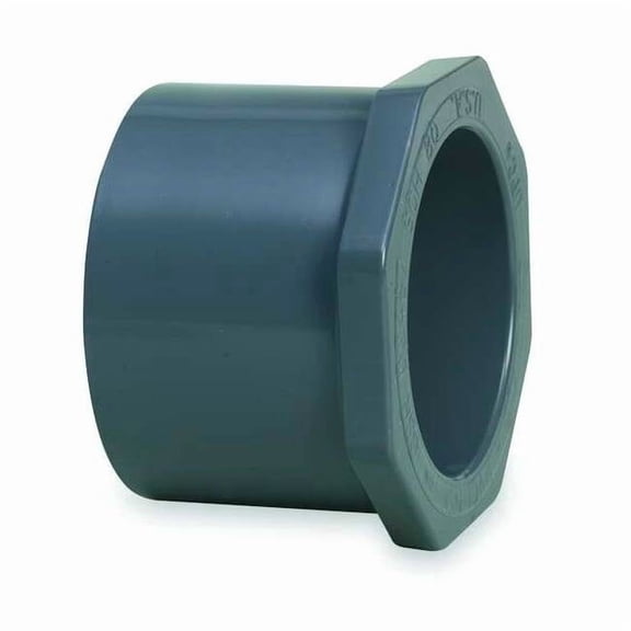 PVC Reducing Bushing, Spigot x Socket, 1/2 in x 1/4 in Pipe Size 837-072