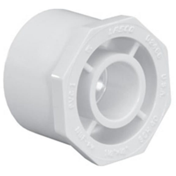 PVC Reducing Bushing, Spigot x Socket, 1/2 in x 3/8 in Pipe Size