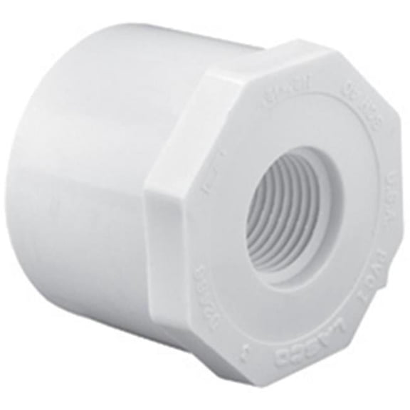 PVC Reducing Bushing, Spigot x FNPT, 3 in x 1 1/2 in Pipe Size 438337