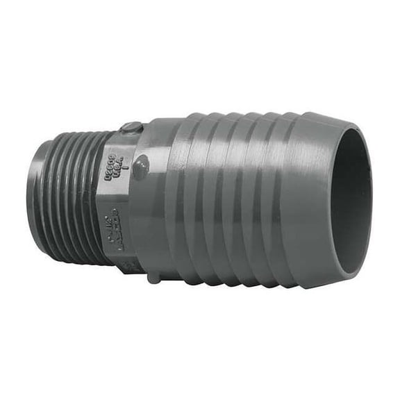 PVC Reducing Male Adapter, Insert x MNPT, 1 in x 1/2 in Pipe Size