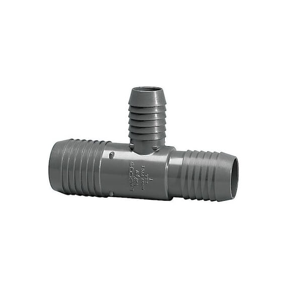 PVC Reducing Tee, Insert, 1 in x 3/4 in x 3/4 in Pipe Size
