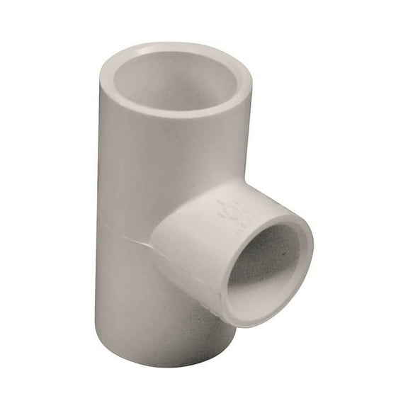 PVC Reducer Tee, Socket x Socket x Socket, 3/4 in x 3/4 in x 1/2 in Pipe Size