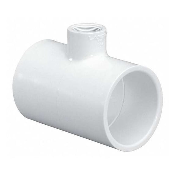 PVC Reducer Tee, Socket x Socket x FNPT, 3 in x 3 in x 2 in Pipe Size