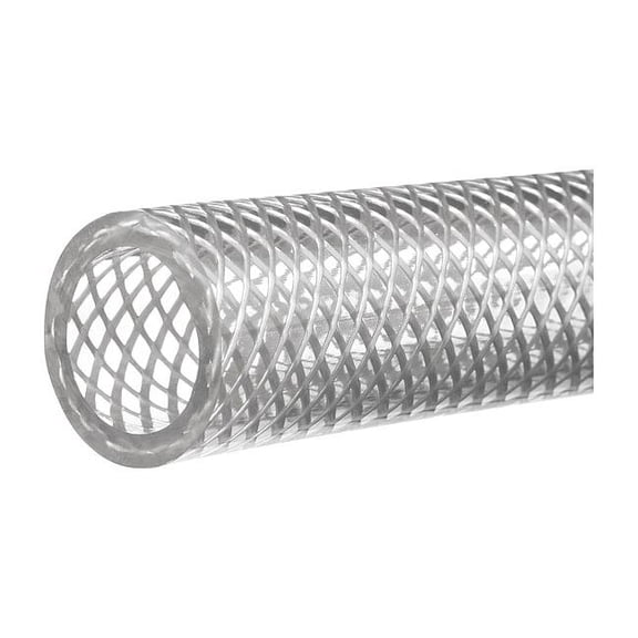 Reinforced Clear PVC Tubing, 1/4" ID x 3/8" OD x 100 Ft. L