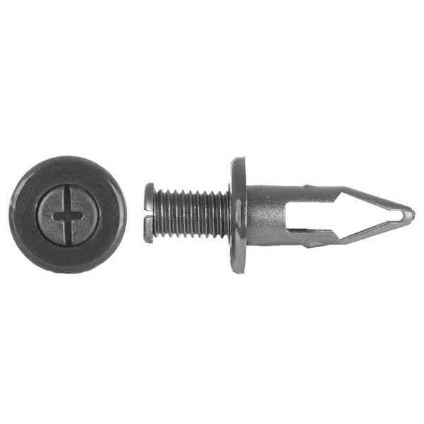 1 PK ZoroSelect Push-In Rivet, Dome Head, 10 mm Dia., 28 mm L, Nylon Body, 10 PK
